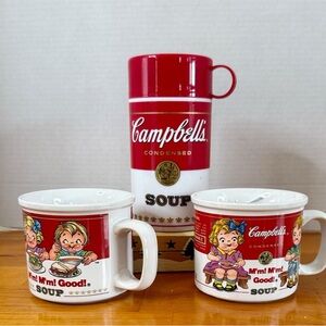 Red and White Soup Mug Set With Thermos